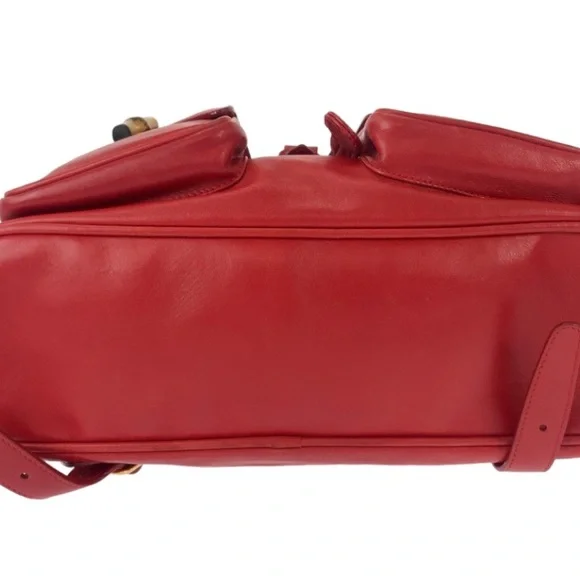 Gucci Vintage Red Leather Backpack - Rank AB display picture 2